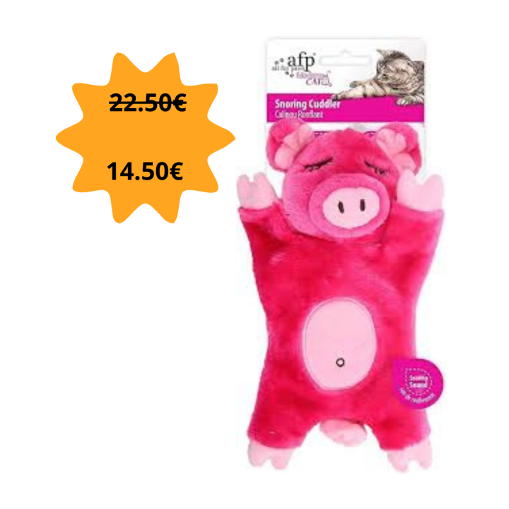 Cochon ronflant 27 cm | Peluche interactive pour chat