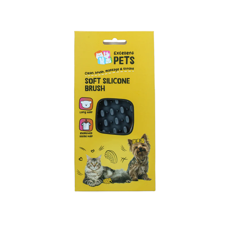 Brosse en silicone souple Excellent Pets pour poils longs