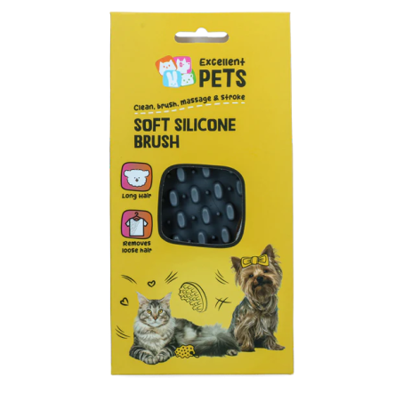 Brosse en silicone souple Excellent Pets pour poils longs