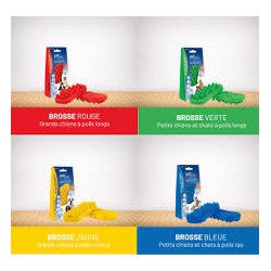 Brosse pet+me® en silicone verte (pour petits animaux à poils longs, épais et sous-poils)
