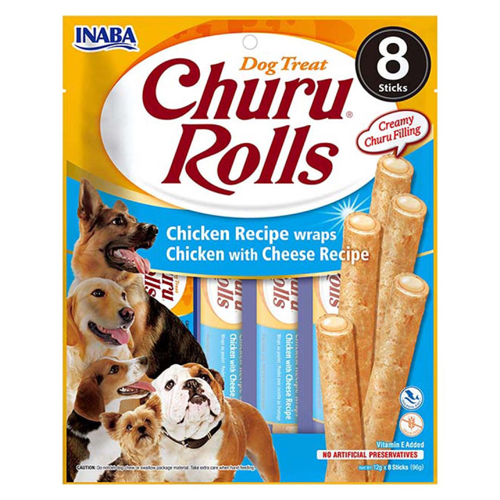 INABA Churu Rolls Poulet & Fromage chien | Friandises x8