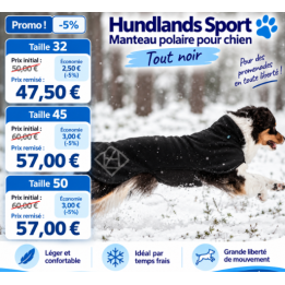 Hundlands Sport Noir | Manteau polaire chien sport