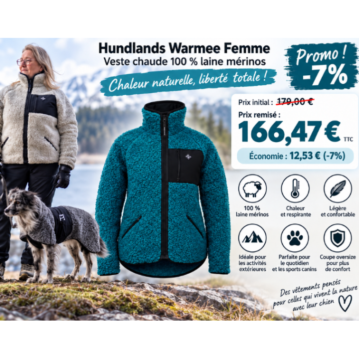 Hundlands Warmee Femme | Veste 100 % laine mérinos
