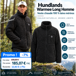 Hundlands Warmee Long Homme | Veste 100 % laine mérinos