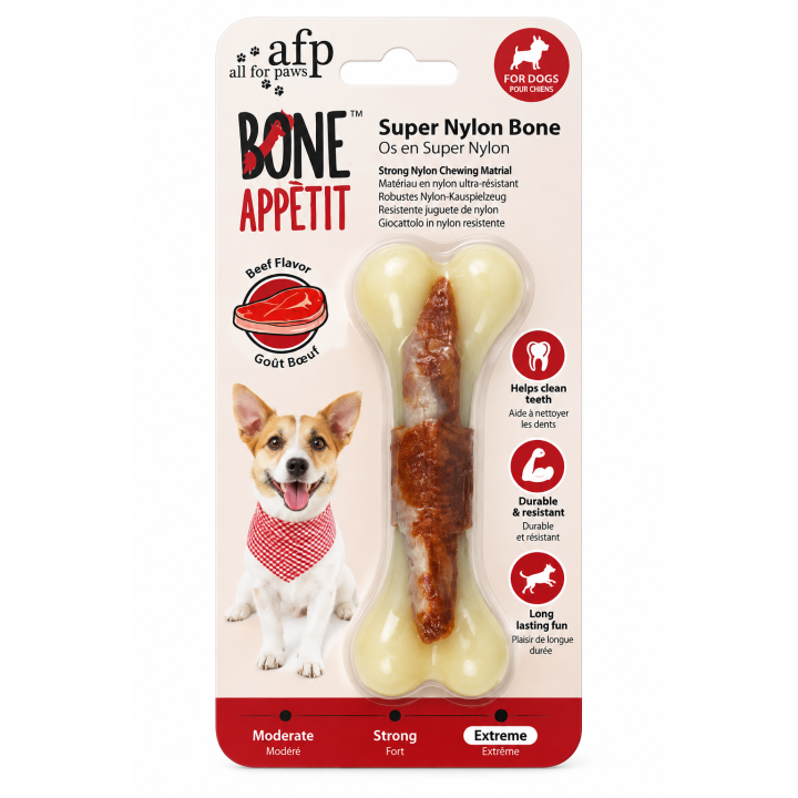 AFP Bone Appetit Bœuf 10 cm | Jouet nylon chien