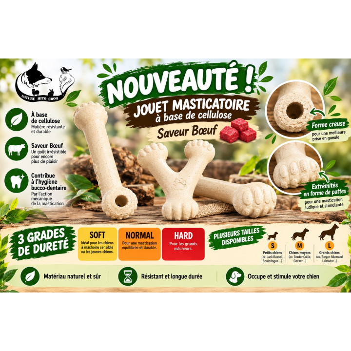 Jouet masticatoire cellulose bœuf chien | Nature Hito Croq