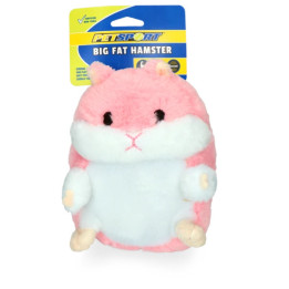 Big Fat Hamster rose 16 cm | Peluche chien avec couineur