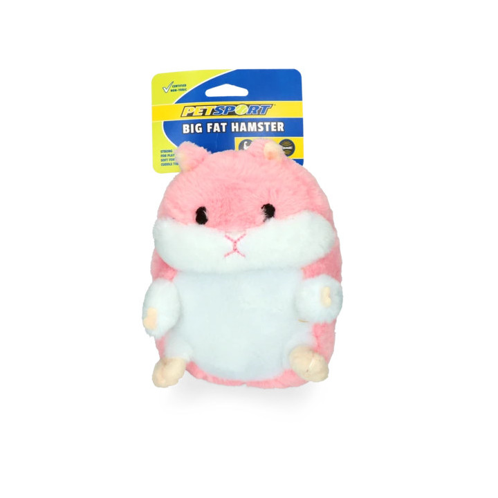 Big Fat Hamster rose 16 cm | Peluche chien avec couineur